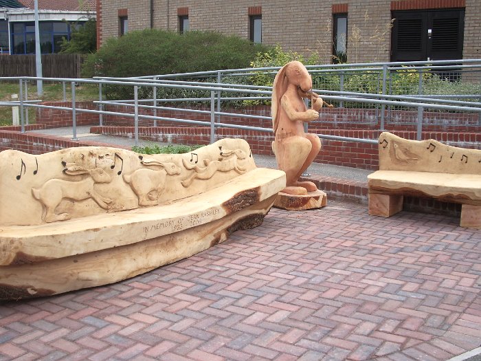 Fiddling Hare and Benches