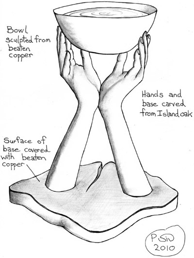 Water Ceremony sculpture drawing by Paul Sivell